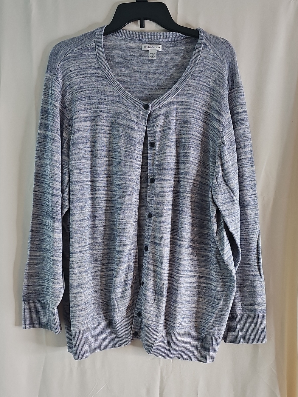 Croft & Barrow Women’s Heathered Light Blue Button-Up Cardigan